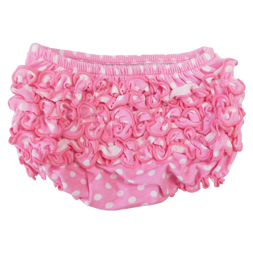 Baby Girls Pink Polka Dot Ruffle Butt Bloomer
