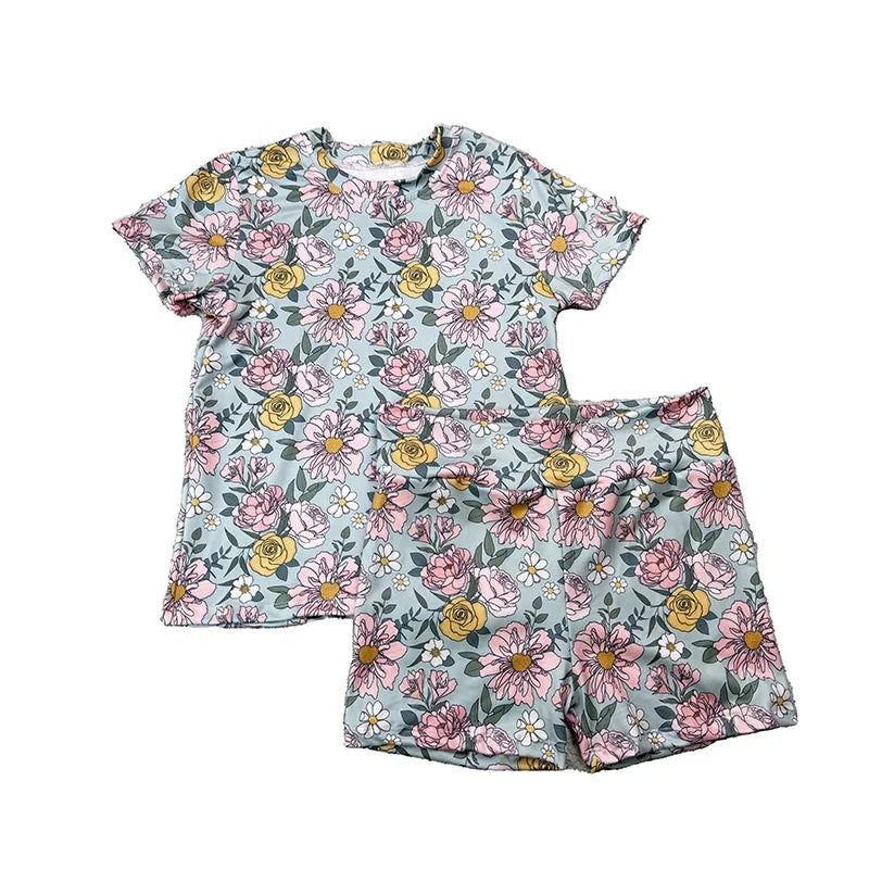 Baby Girls Bamboo Fiber Pajama Set | Soft Floral 2-Piece Kids Sleepwear