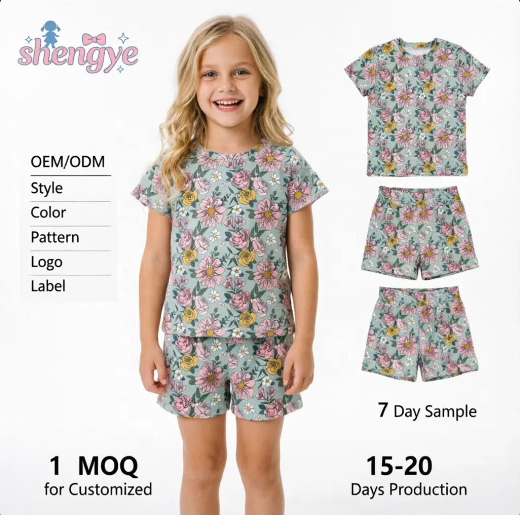 Baby Girls Bamboo Fiber Pajama Set | Soft Floral 2-Piece Kids Sleepwear